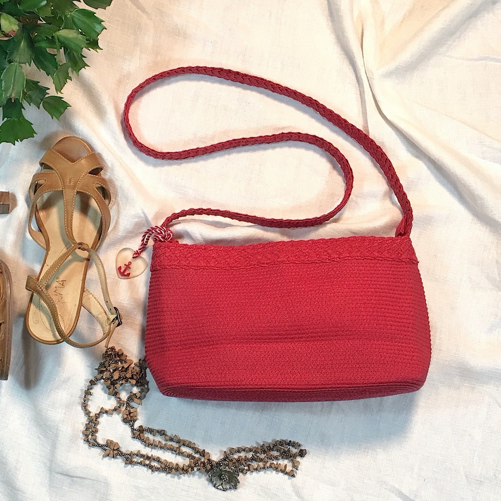 Liz Claiborne Red Woven Cloth Purse